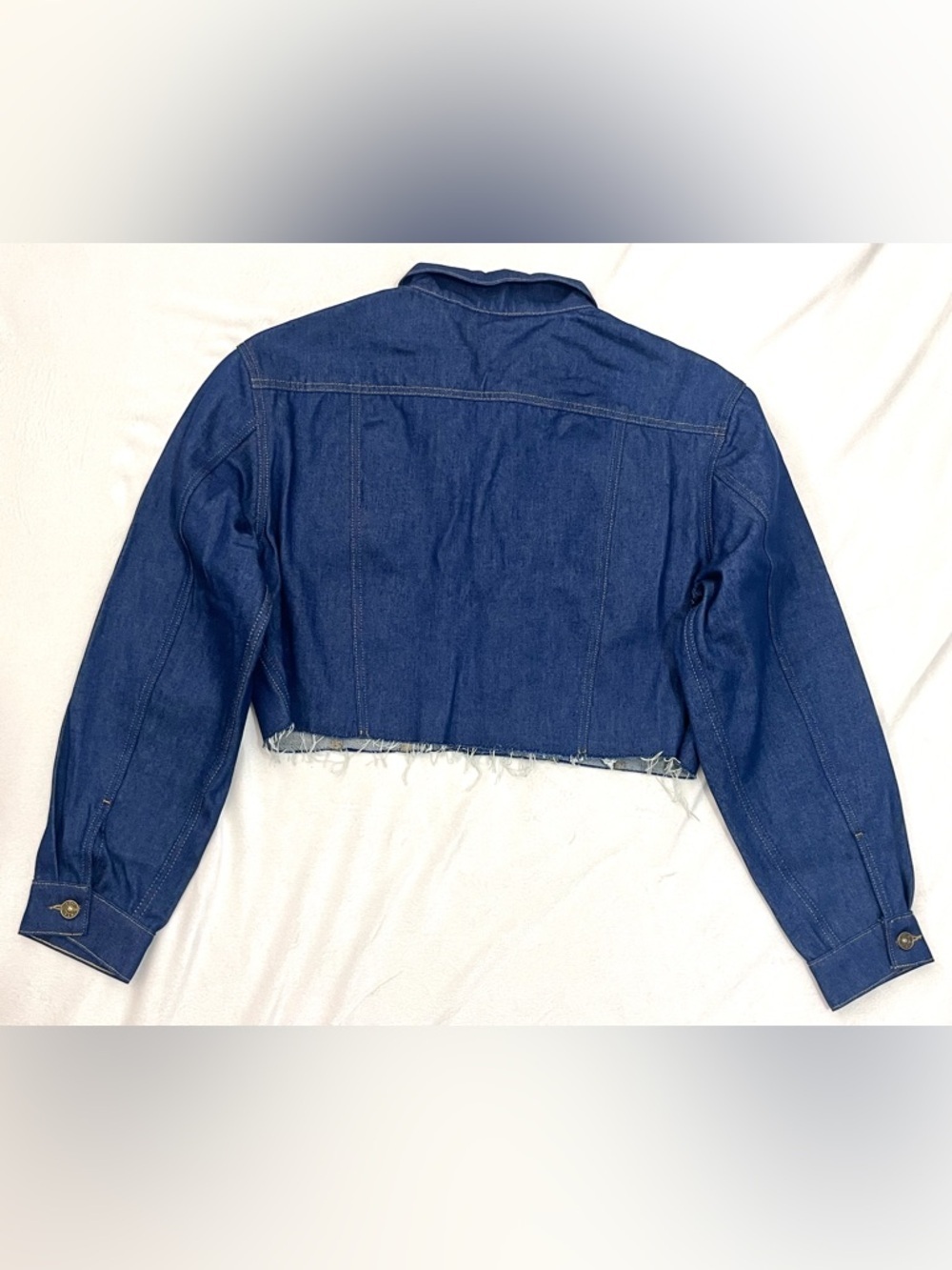 G-Star Raw Relaxed Cropped Cutoff Indigo Dark Blue Raw Denim Women’s Jacket - Picture 14 of 16